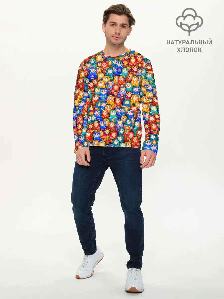 Мужской лонгслив базовый / Матрёшки (P007_P004ooo2996705, P004ooo2996705)