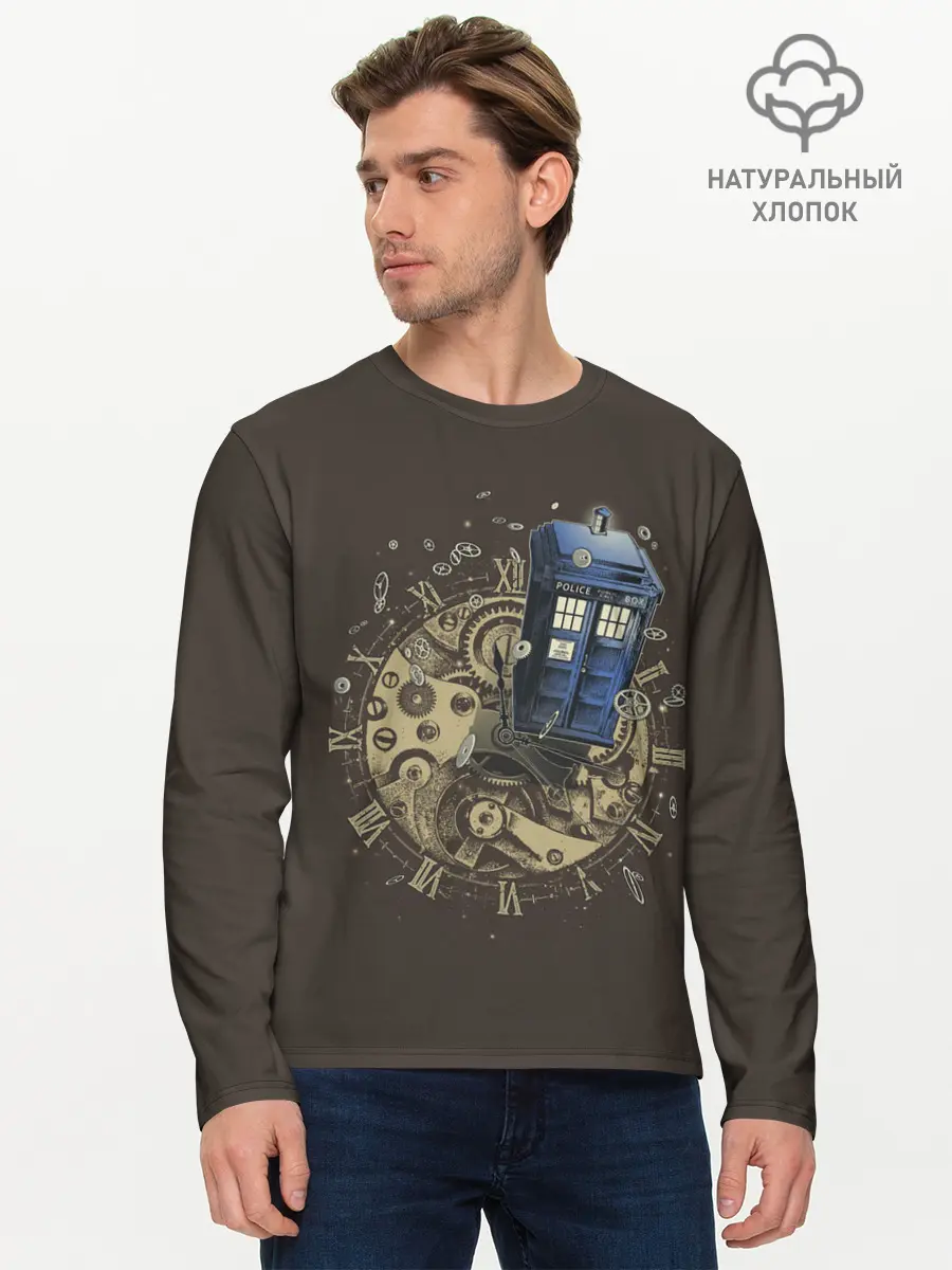 Мужской лонгслив базовый / Tie to Tardis (P007_P004ooo2997429, P004ooo2997429)