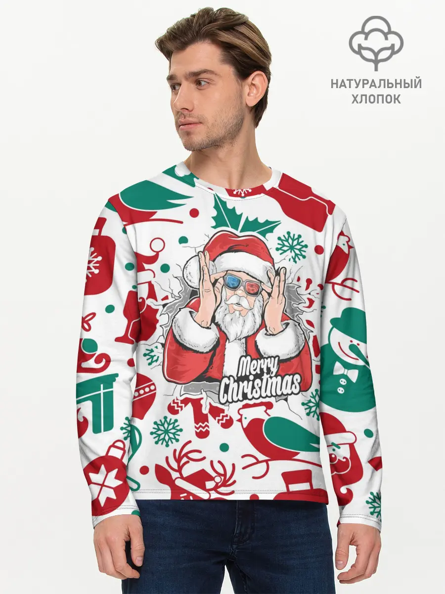 Мужской лонгслив базовый / Merry Christmas3D (P007_P004ooo2997275, P004ooo2997275)