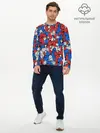 Мужской лонгслив базовый / Бело-сине-красные матрёшки (P007_P004ooo2998131, P004ooo2998131)