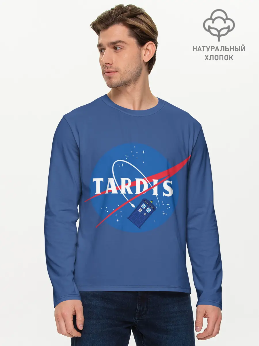 Мужской лонгслив базовый / Тардис в космосе (P007_P004ooo2997899, P004ooo2997899)