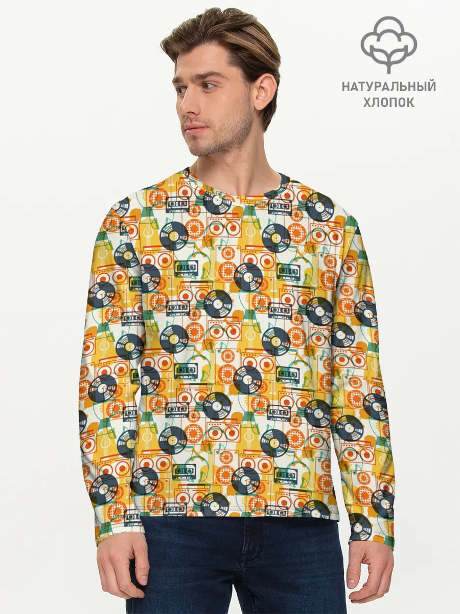Мужской лонгслив базовый / Музыка (P007_P004ooo2999605, P004ooo2999605)