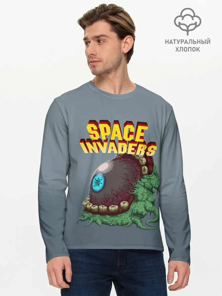 Мужской лонгслив базовый / Boss | Space Invaders | Old game (P007_P004ooo3000545, P004ooo3000545)