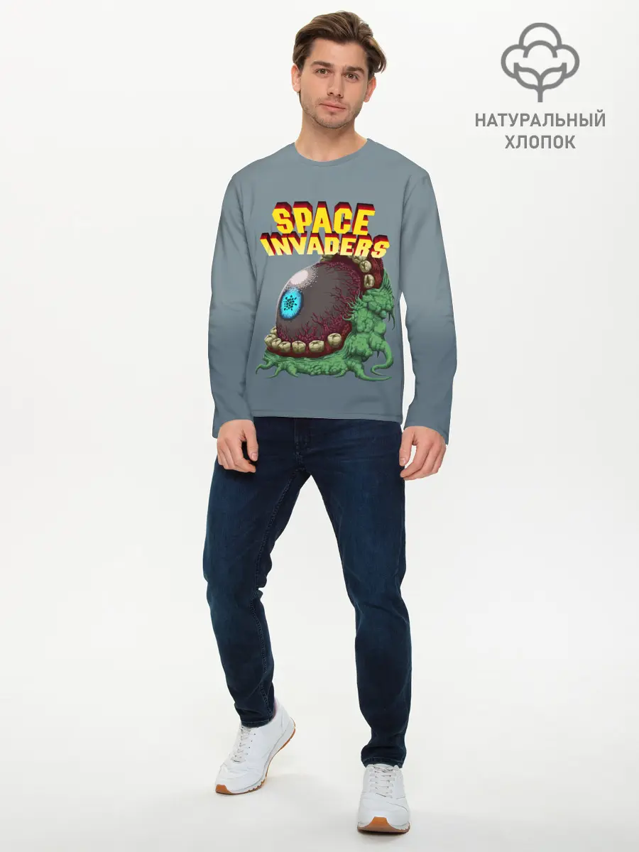 Мужской лонгслив базовый / Boss | Space Invaders | Old game (P007_P004ooo3000545, P004ooo3000545)