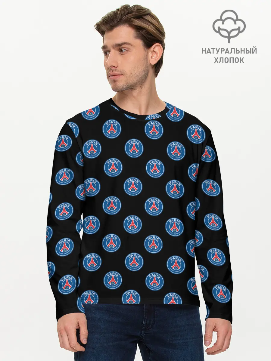 Мужской лонгслив базовый / ПСЖ ПАТТЕРН | PSG PATTERN (P007_P004ooo3000573, P004ooo3000573)