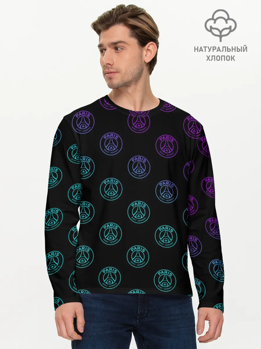Мужской лонгслив базовый / PSG NEON | ПСЖ НЕОН (P007_P004ooo3000443, P004ooo3000443)