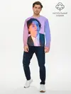 Мужской лонгслив базовый / Timothee Chalamet розовый градиент (P007_P004ooo3001039, P004ooo3001039)