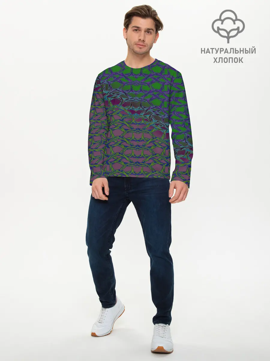 Мужской лонгслив базовый / Колючая проволока (P007_P004ooo3000719, P004ooo3000719)
