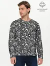 Мужской лонгслив базовый / Кружевной черно белый узор (P007_P004ooo3002127, P004ooo3002127)