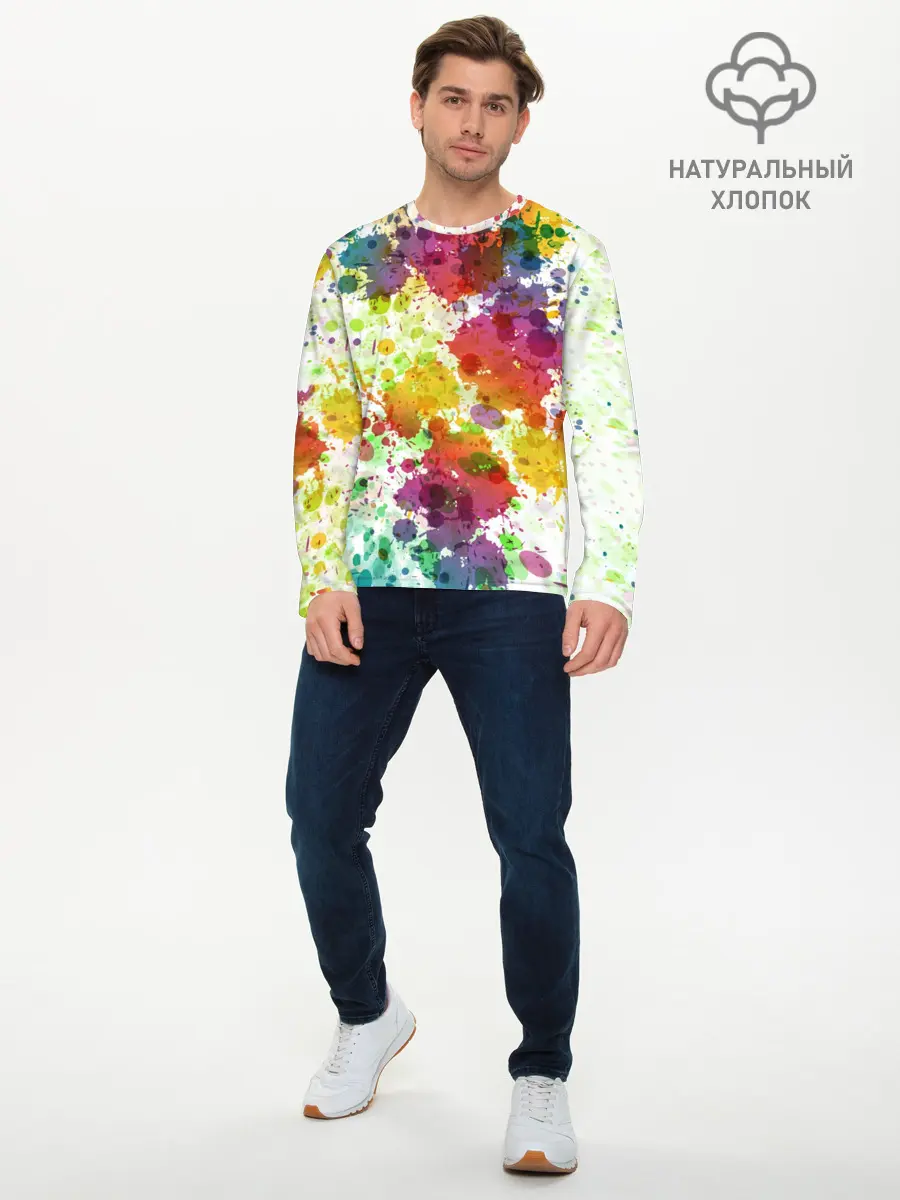 Мужской лонгслив базовый / Красно-жёлтые пятна (P007_P004ooo3002289, P004ooo3002289)
