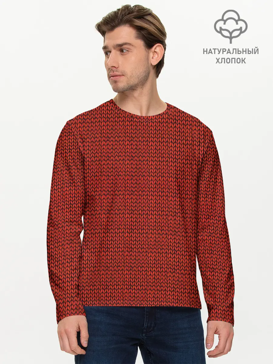 Мужской лонгслив базовый / Красная вязь (P007_P004ooo3002779, P004ooo3002779)
