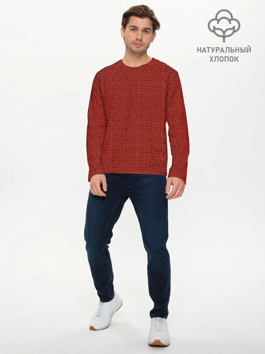 Мужской лонгслив базовый / Красная вязь (P007_P004ooo3002779, P004ooo3002779)
