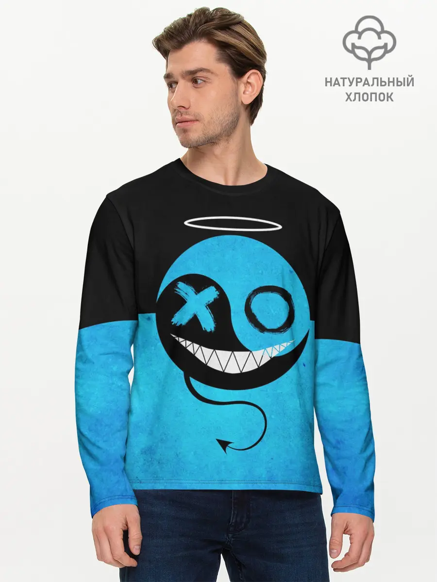 Мужской лонгслив базовый / Smail Blue (P007_P004ooo3002793, P004ooo3002793)