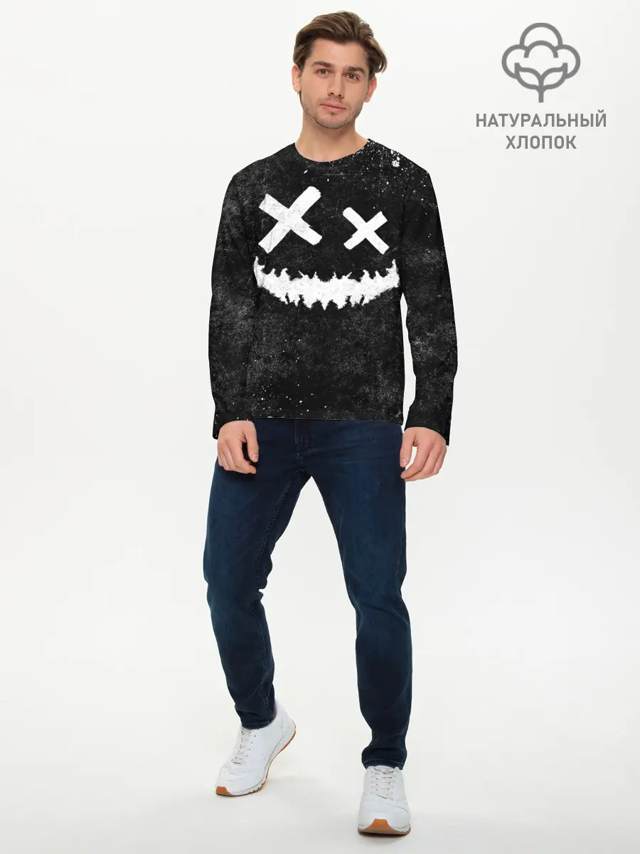 Мужской лонгслив базовый / BW Emoji (P007_P004ooo3002811, P004ooo3002811)