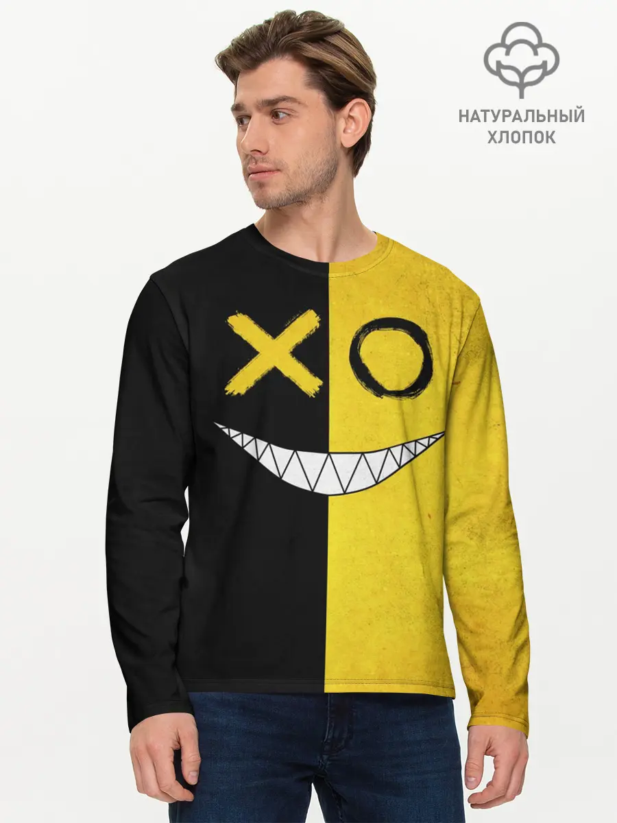 Мужской лонгслив базовый / Yellow and black smile (P007_P004ooo3002773, P004ooo3002773)