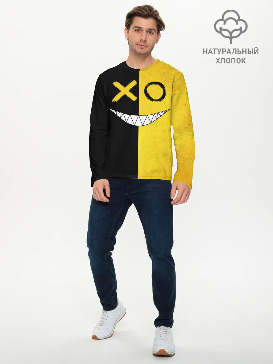 Мужской лонгслив базовый / Yellow and black smile (P007_P004ooo3002773, P004ooo3002773)