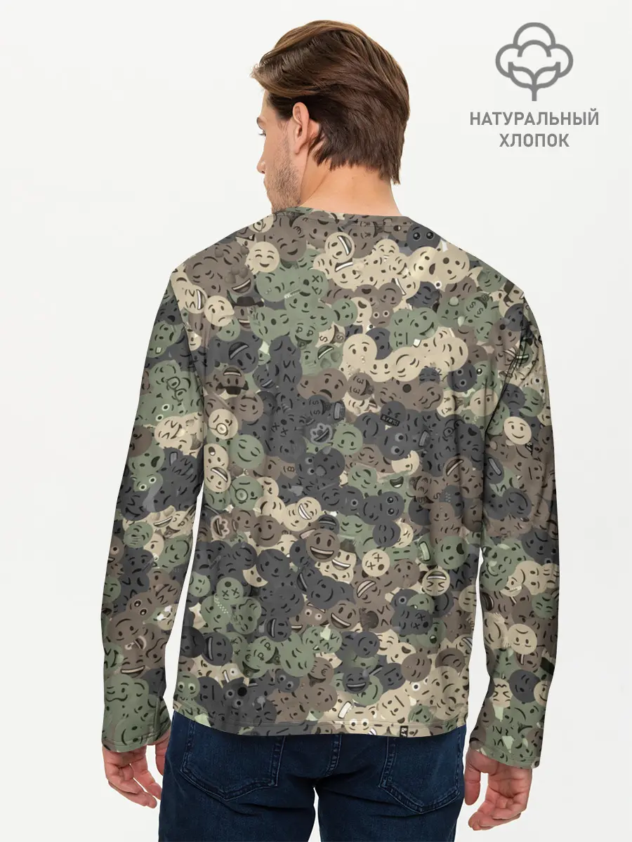 Мужской лонгслив базовый / Эмодзи камуфляж (P007_P004ooo3003831, P004ooo3003831)