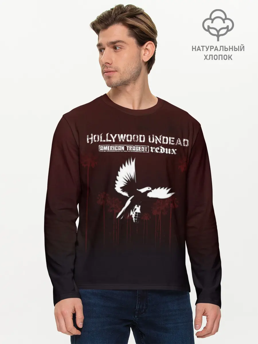 Мужской лонгслив базовый / American Tragedy Redux - Hollywood Undead (P007_P004ooo3004063, P004ooo3004063)