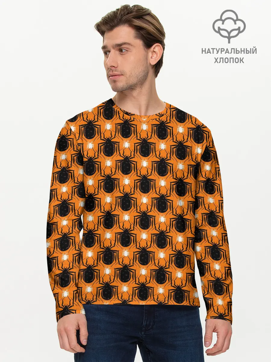 Мужской лонгслив базовый / Пауки (P007_P004ooo3004993, P004ooo3004993)