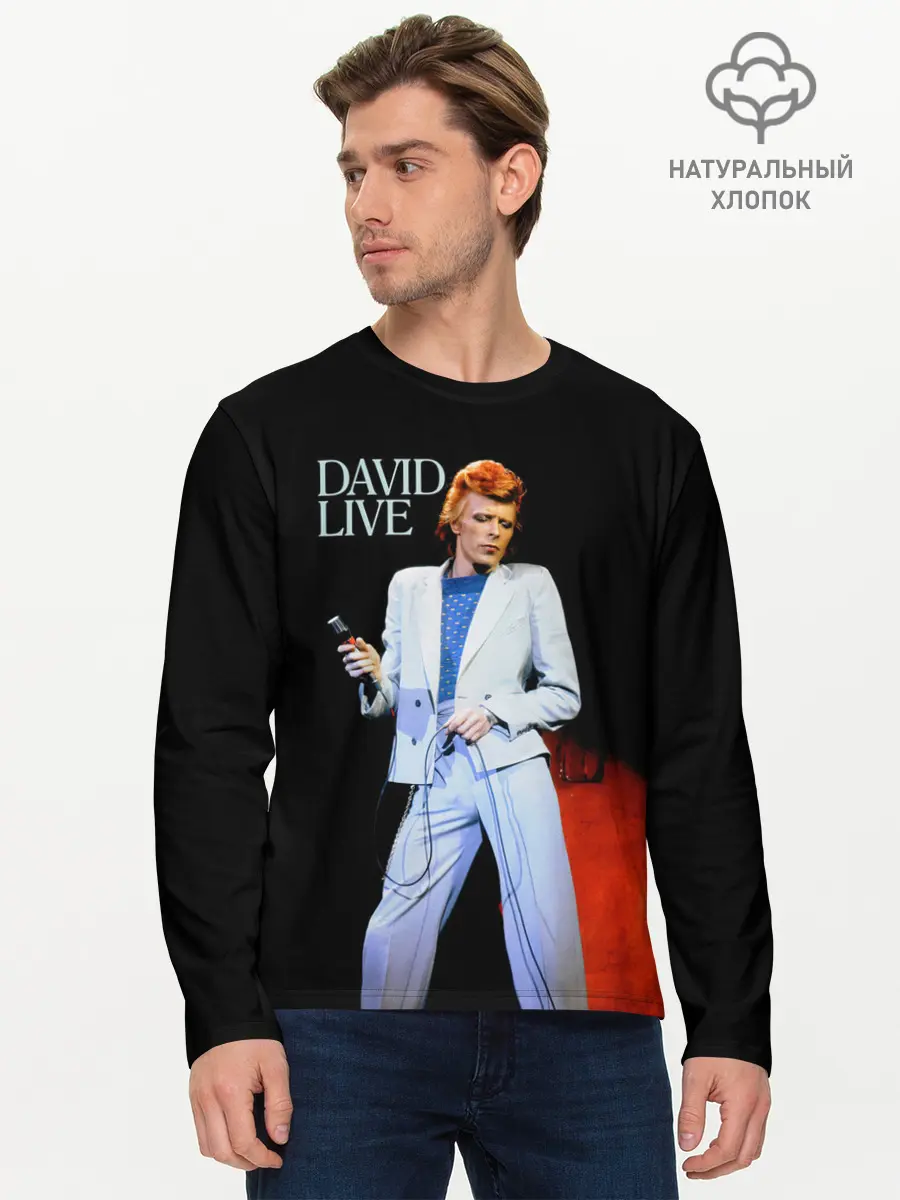 Мужской лонгслив базовый / David Live - David Bowie (P007_P004ooo3005045, P004ooo3005045)
