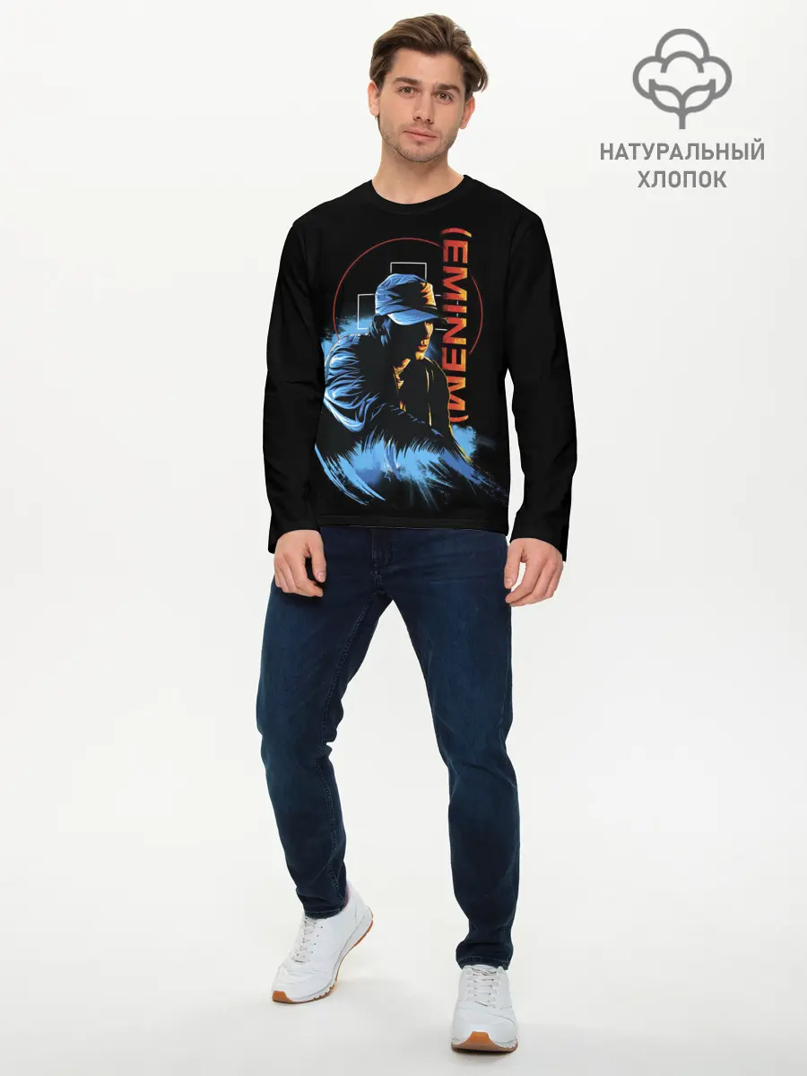 Мужской лонгслив базовый / Эминем на концерте (P007_P004ooo3006409, P004ooo3006409)