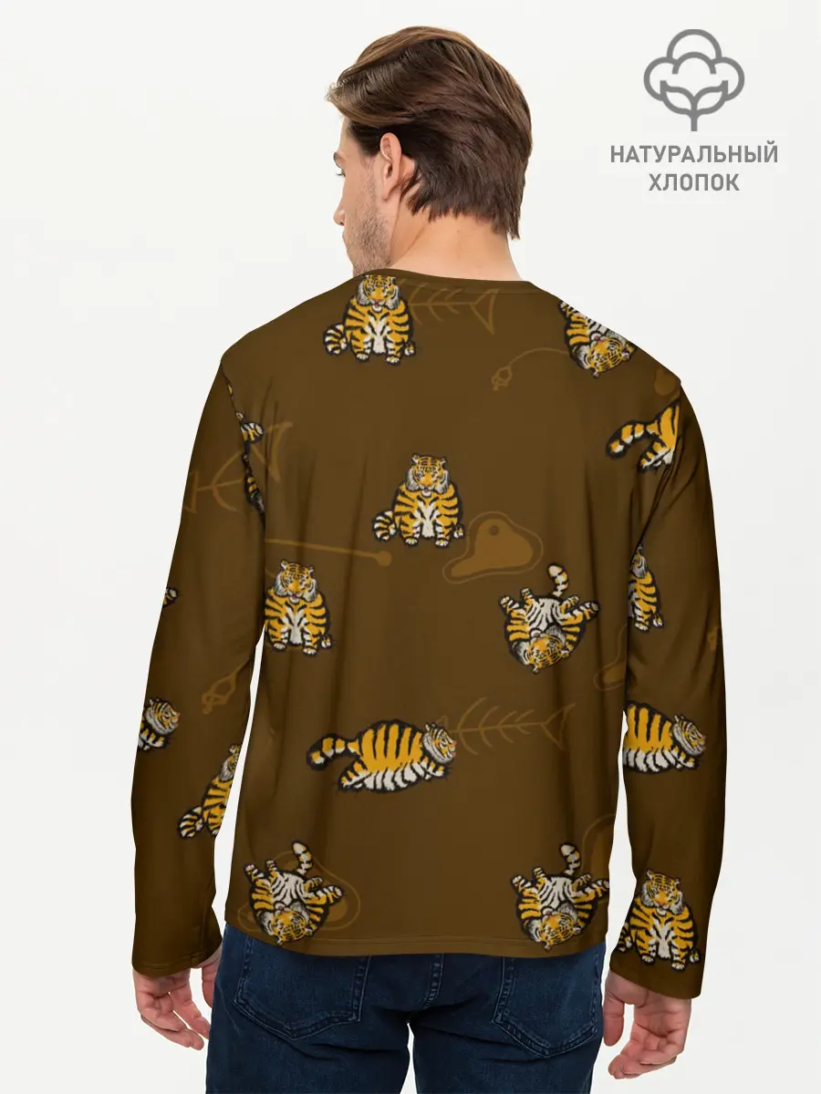 Мужской лонгслив базовый / Тигрята (P007_P004ooo3005541, P004ooo3005541)