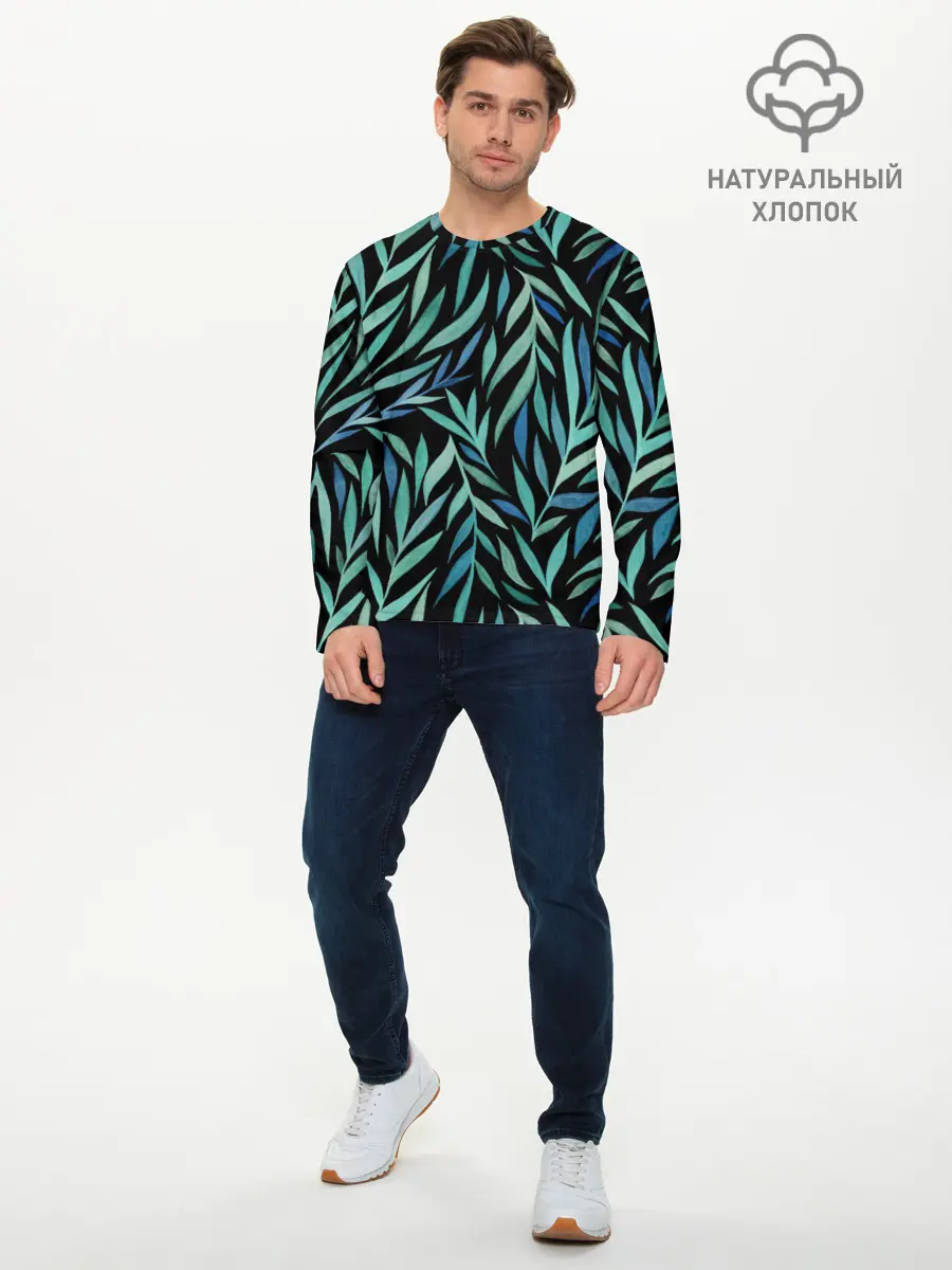 Мужской лонгслив базовый / Растительный орнамент (P007_P004ooo3006939, P004ooo3006939)