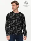 Мужской лонгслив базовый / Черно белые кактусы (P007_P004ooo3006981, P004ooo3006981)