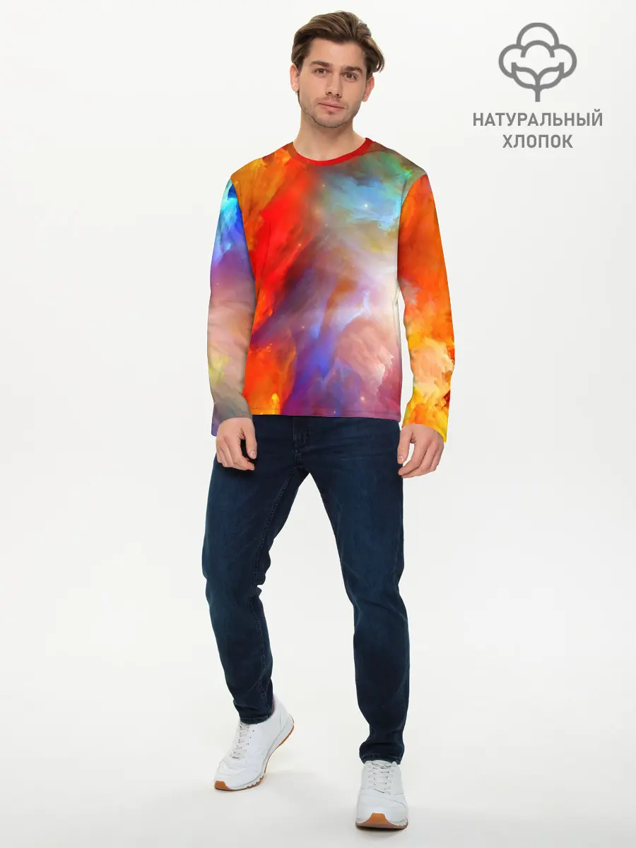 Мужской лонгслив базовый / Сине-желтое небо (P007_P004ooo3007609, P004ooo3007609)