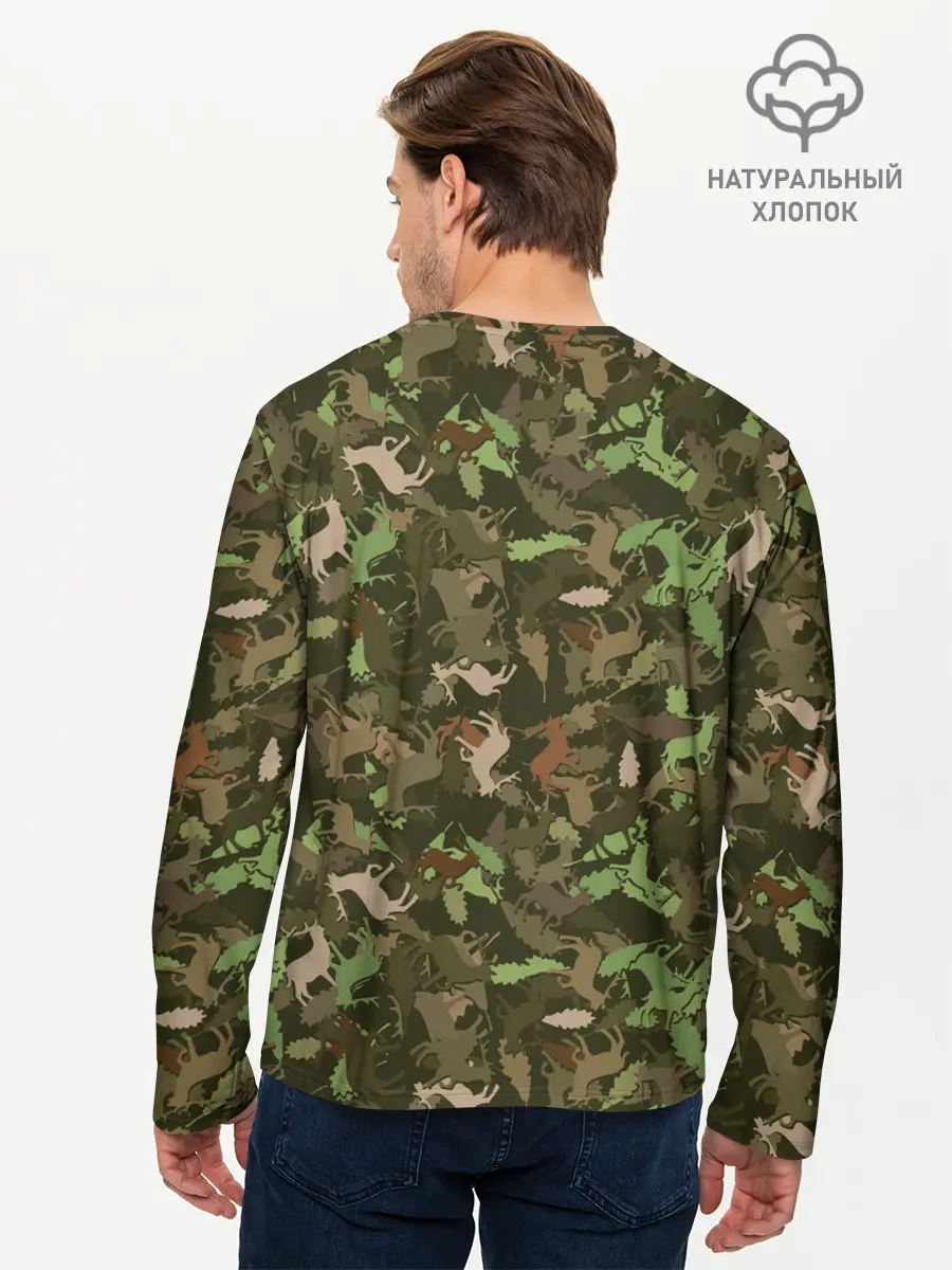 Мужской лонгслив базовый / Лоси в дубовом лесу (P007_P004ooo3007745, P004ooo3007745)