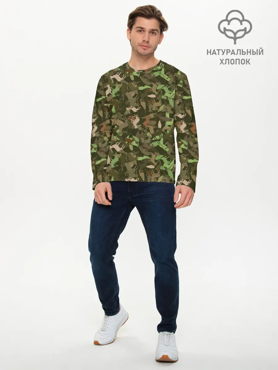 Мужской лонгслив базовый / Лоси в дубовом лесу (P007_P004ooo3007745, P004ooo3007745)