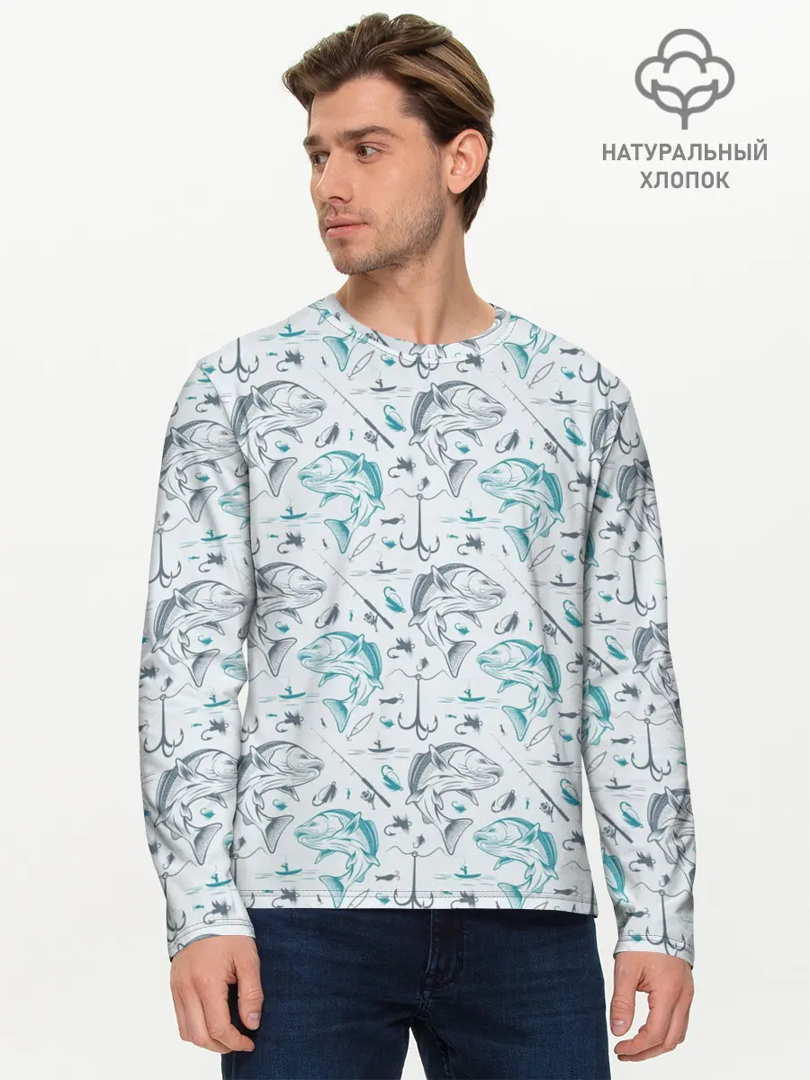 Мужской лонгслив базовый / Рыбалка (P007_P004ooo3008155, P004ooo3008155)