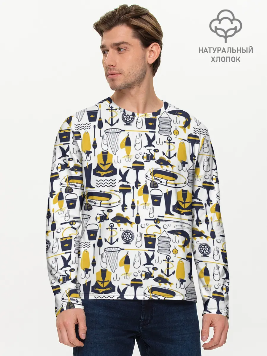 Мужской лонгслив базовый / Рыбалка (P007_P004ooo3007803, P004ooo3007803)