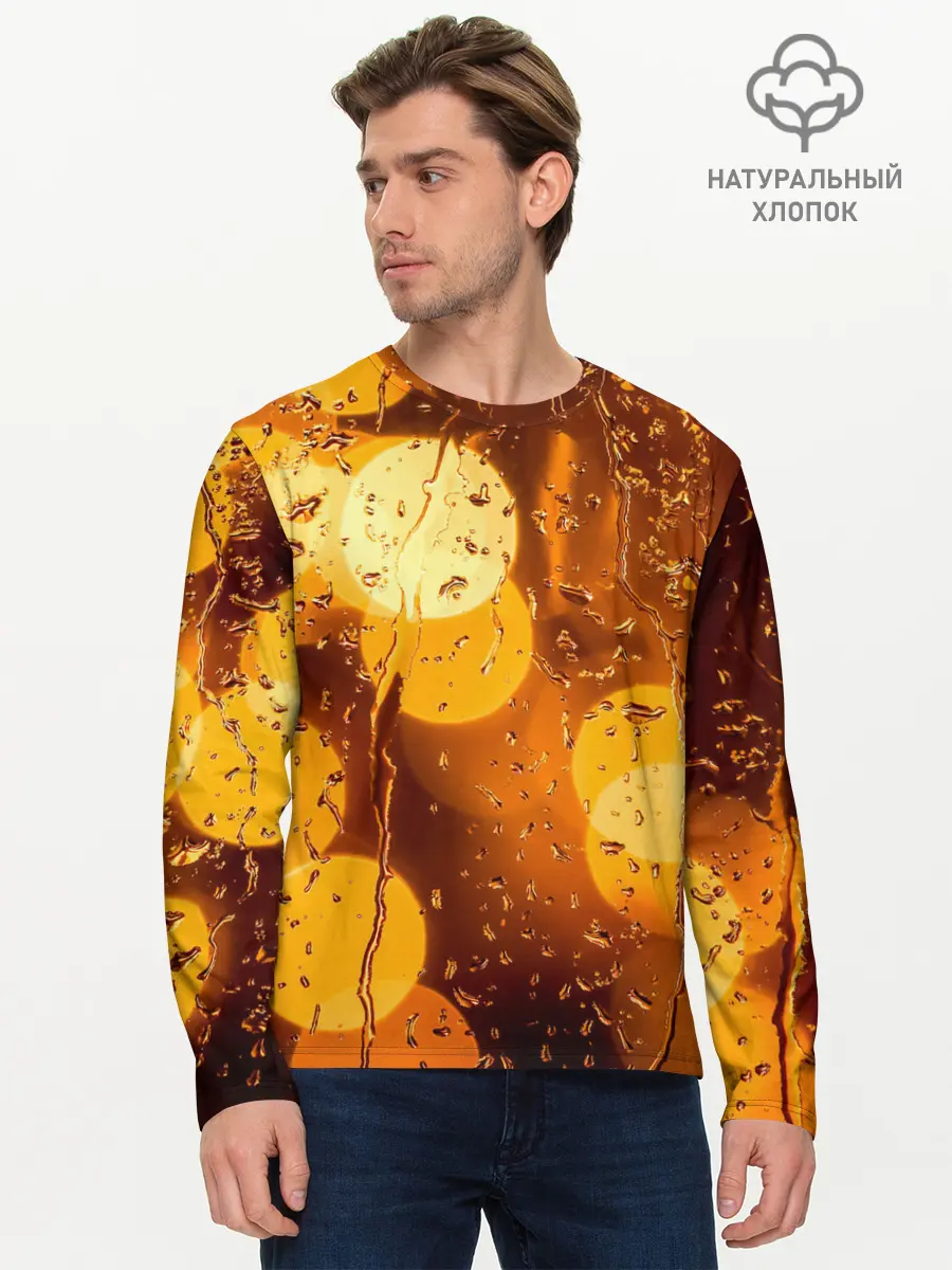 Мужской лонгслив базовый / Дождик золотой (P007_P004ooo3008743, P004ooo3008743)