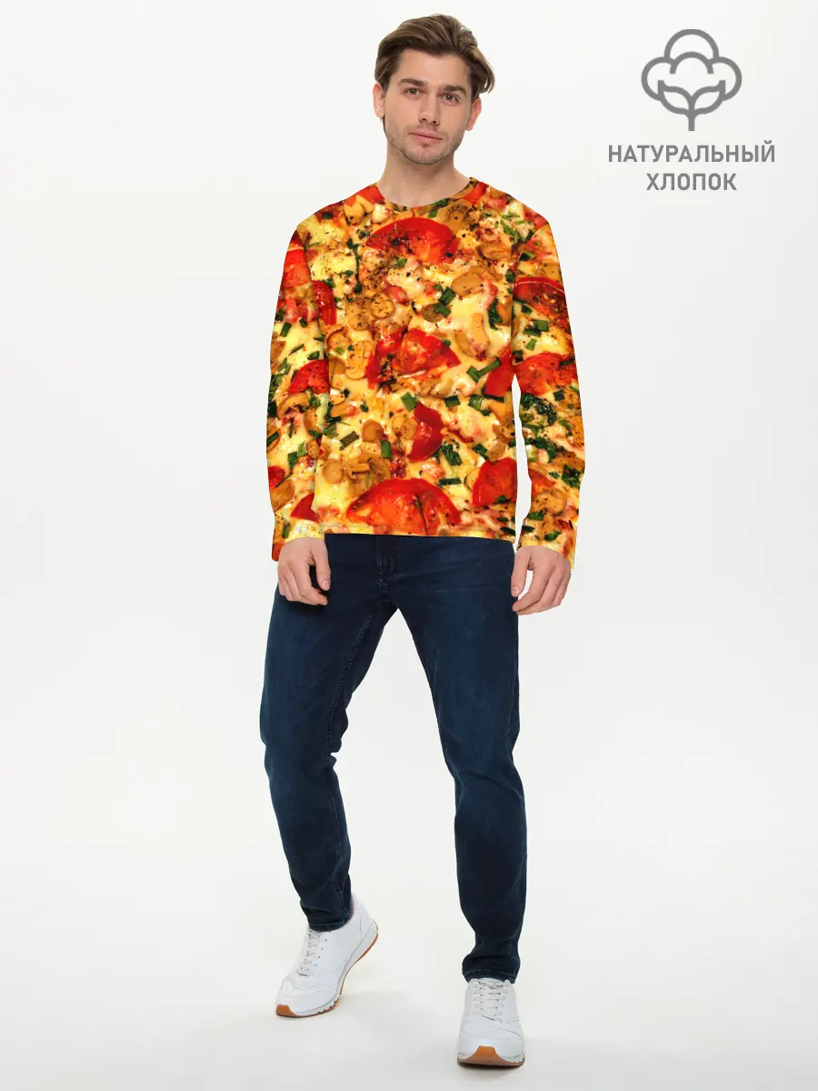 Мужской лонгслив базовый / Пицца с грибами (P007_P004ooo3008857, P004ooo3008857)