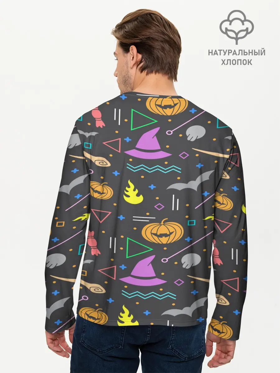 Мужской лонгслив базовый / Уютный Halloween (P007_P004ooo3009381, P004ooo3009381)