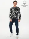 Мужской лонгслив базовый / Хаос белого на черном (P007_P004ooo3010039, P004ooo3010039)