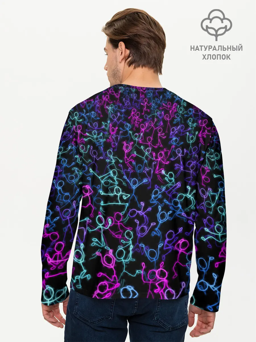 Мужской лонгслив базовый / Neon Rave Party (P007_P004ooo3009915, P004ooo3009915)