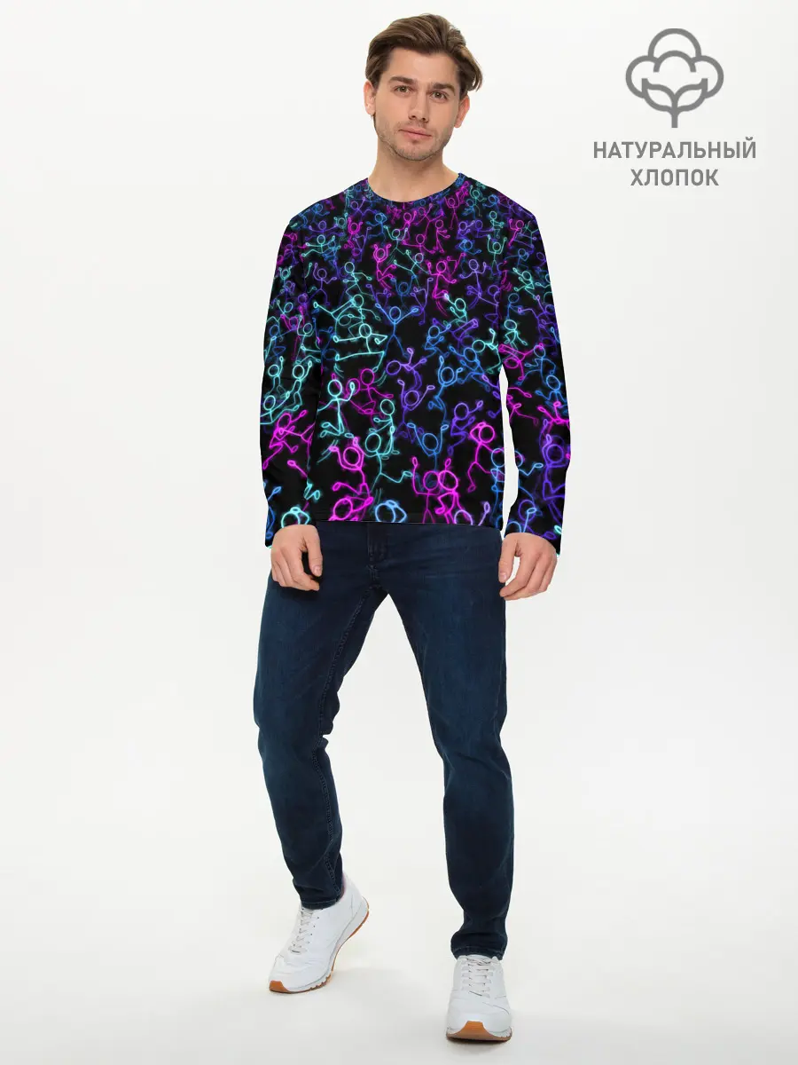 Мужской лонгслив базовый / Neon Rave Party (P007_P004ooo3009915, P004ooo3009915)