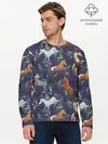 Мужской лонгслив базовый / Лошадки узор (P007_P004ooo3010097, P004ooo3010097)