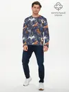 Мужской лонгслив базовый / Лошадки узор (P007_P004ooo3010097, P004ooo3010097)
