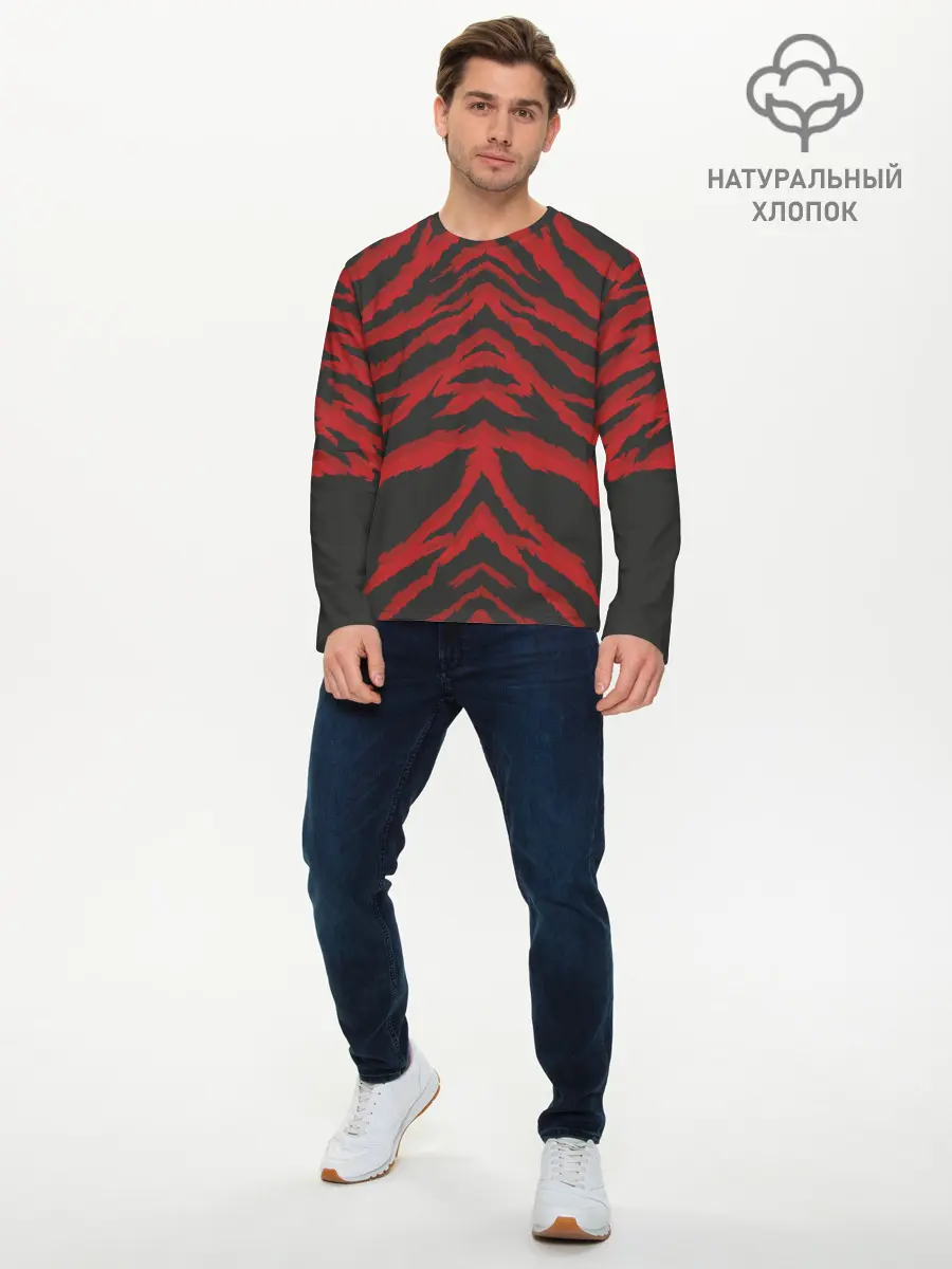 Мужской лонгслив базовый / Красная шкура тигра (P007_P004ooo3010167, P004ooo3010167)