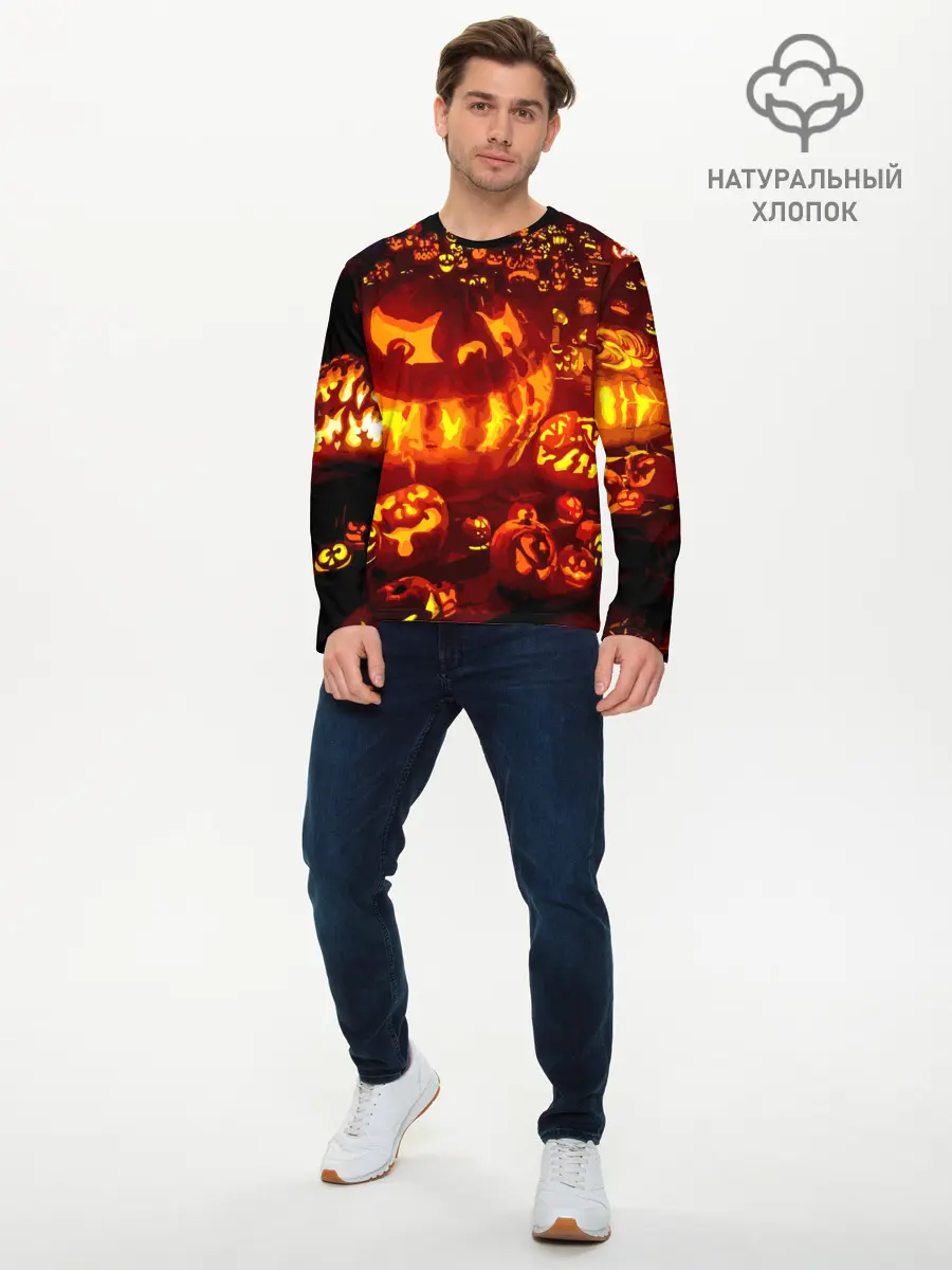 Мужской лонгслив базовый / Тыквы на Хэллоуин (P007_P004ooo3010617, P004ooo3010617)