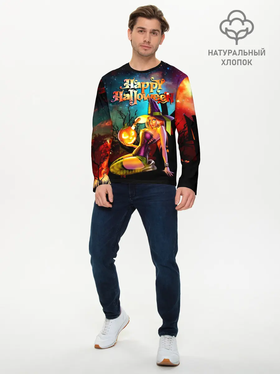 Мужской лонгслив базовый / Молодая колдунья (P007_P004ooo3010631, P004ooo3010631)
