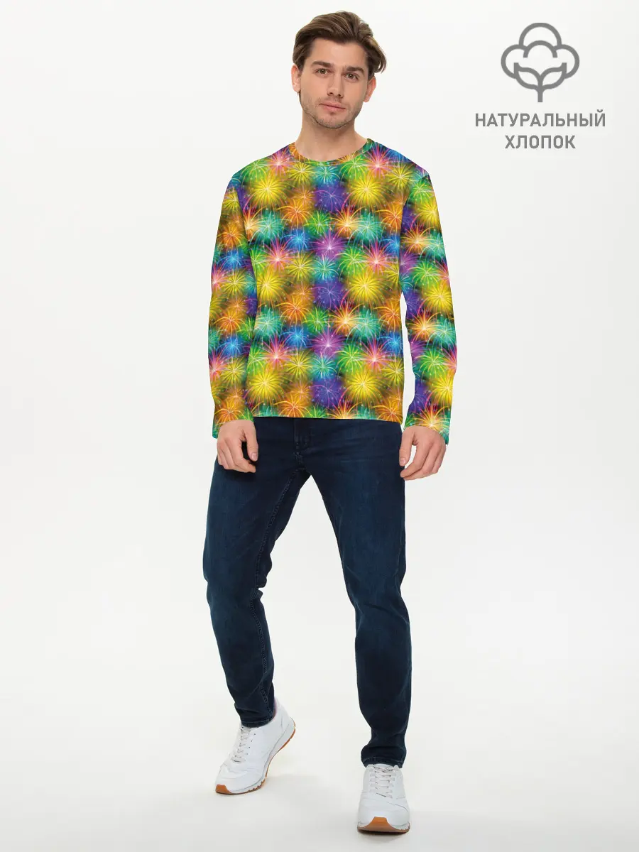 Мужской лонгслив базовый / Праздничный Салют (P007_P004ooo3011329, P004ooo3011329)