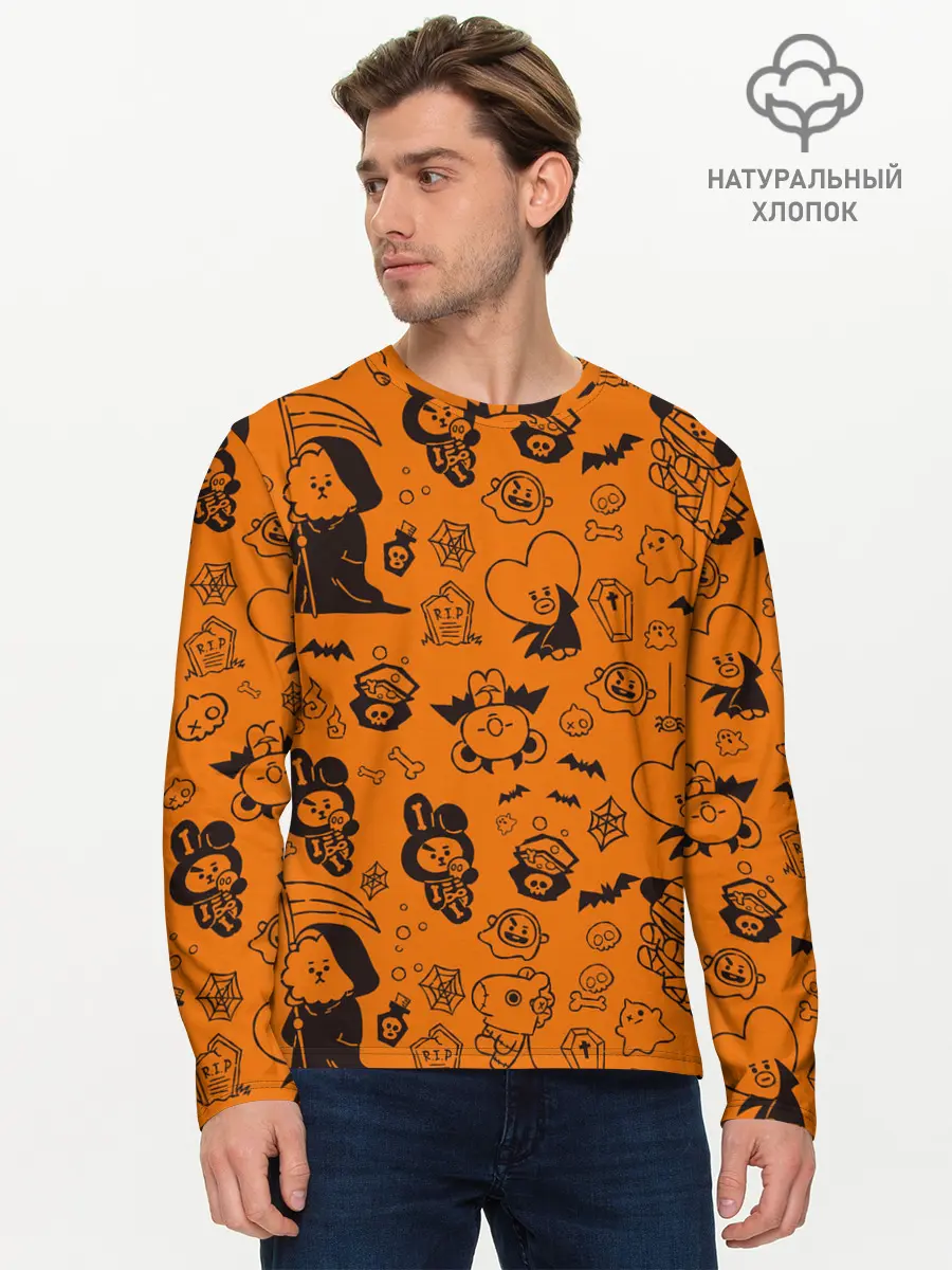 Мужской лонгслив базовый / Spooky Halloween BT21 | BTS (P007_P004ooo3011565, P004ooo3011565)