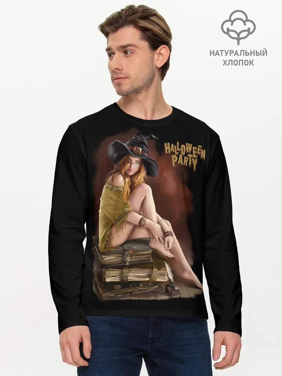 Мужской лонгслив базовый / Очаровательная ведьма (P007_P004ooo3011685, P004ooo3011685)