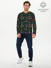 Мужской лонгслив базовый / Разноцветные Снежинки (P007_P004ooo3013025, P004ooo3013025)