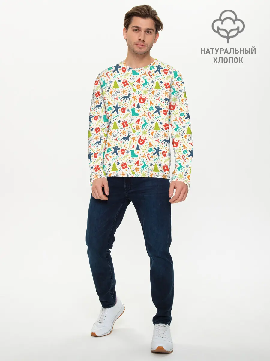 Мужской лонгслив базовый / Символика Нового Года (P007_P004ooo3013053, P004ooo3013053)