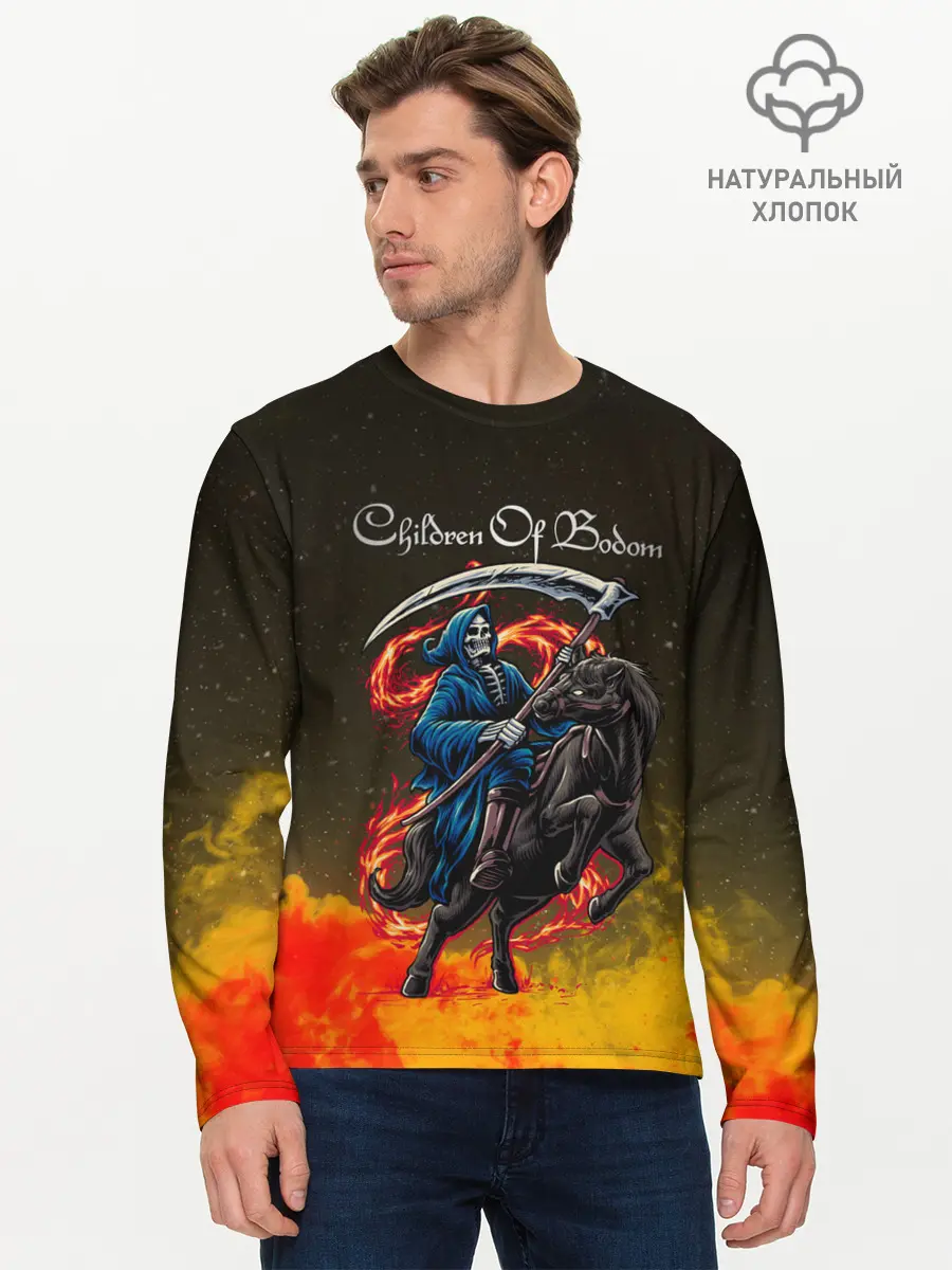 Мужской лонгслив базовый / Children of Bodom | Skeleton on a horse (P007_P004ooo3014033, P004ooo3014033)
